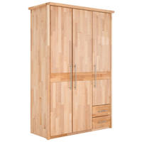 DREHTÜRENSCHRANK 141/215/65 cm 3-türig  - Chromfarben/Erlefarben, Natur, Holz/Metall (141/215/65cm) - Linea Natura