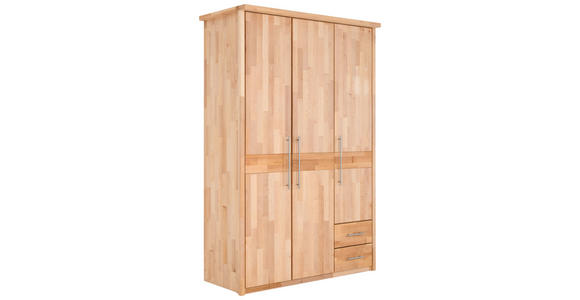 DREHTÜRENSCHRANK 141/215/65 cm 3-türig  - Chromfarben/Erlefarben, Natur, Holz/Metall (141/215/65cm) - Linea Natura