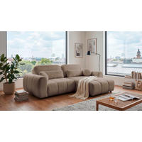 ECKSOFA Webstoff Taupe  - Taupe/Schwarz, Design, Kunststoff/Textil (260/192cm) - MID.YOU