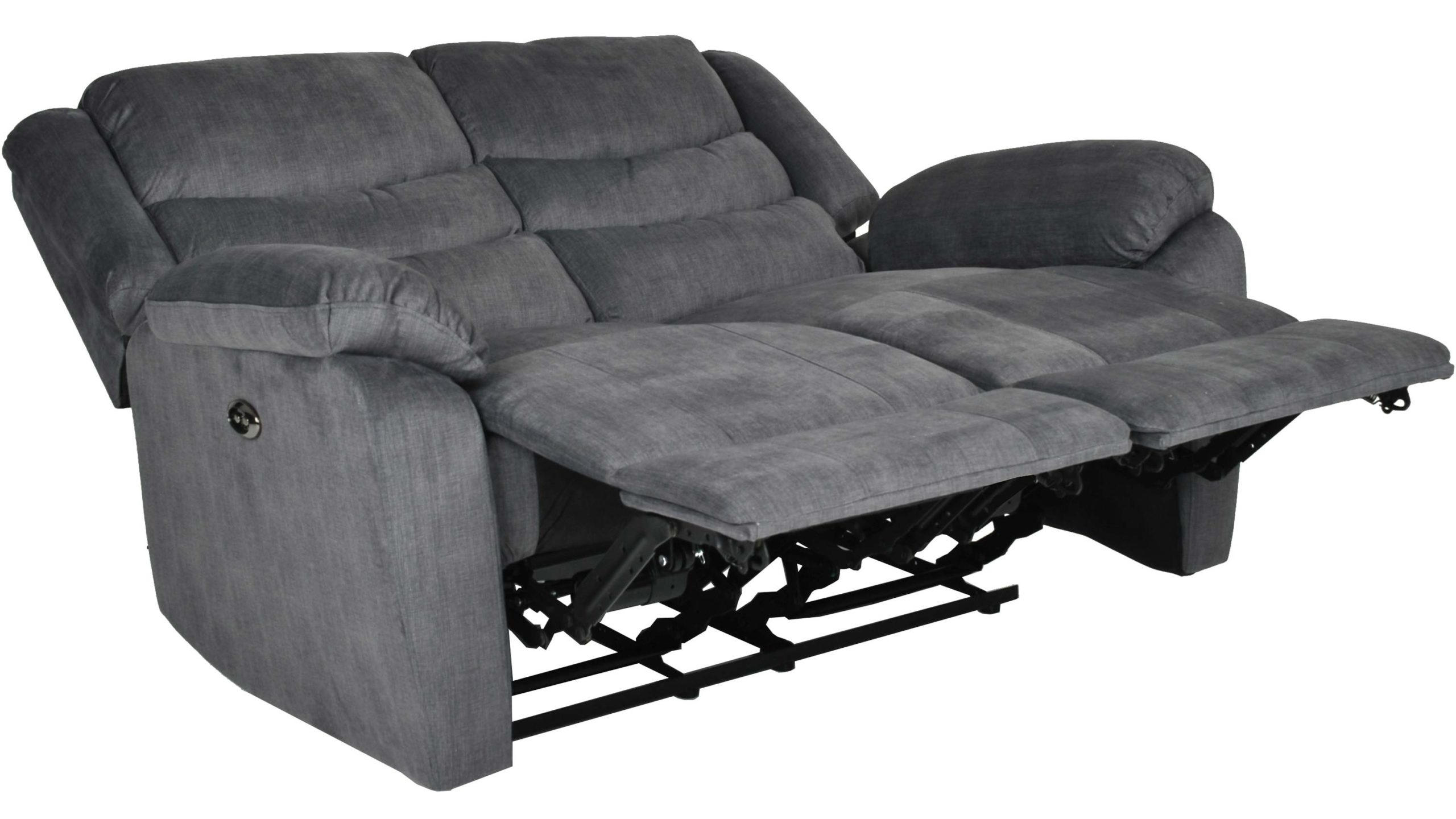 RECLINERSOFFA i mikrofiber grå  - svart/grå, Klassisk, metall/trä (142/103/100cm)