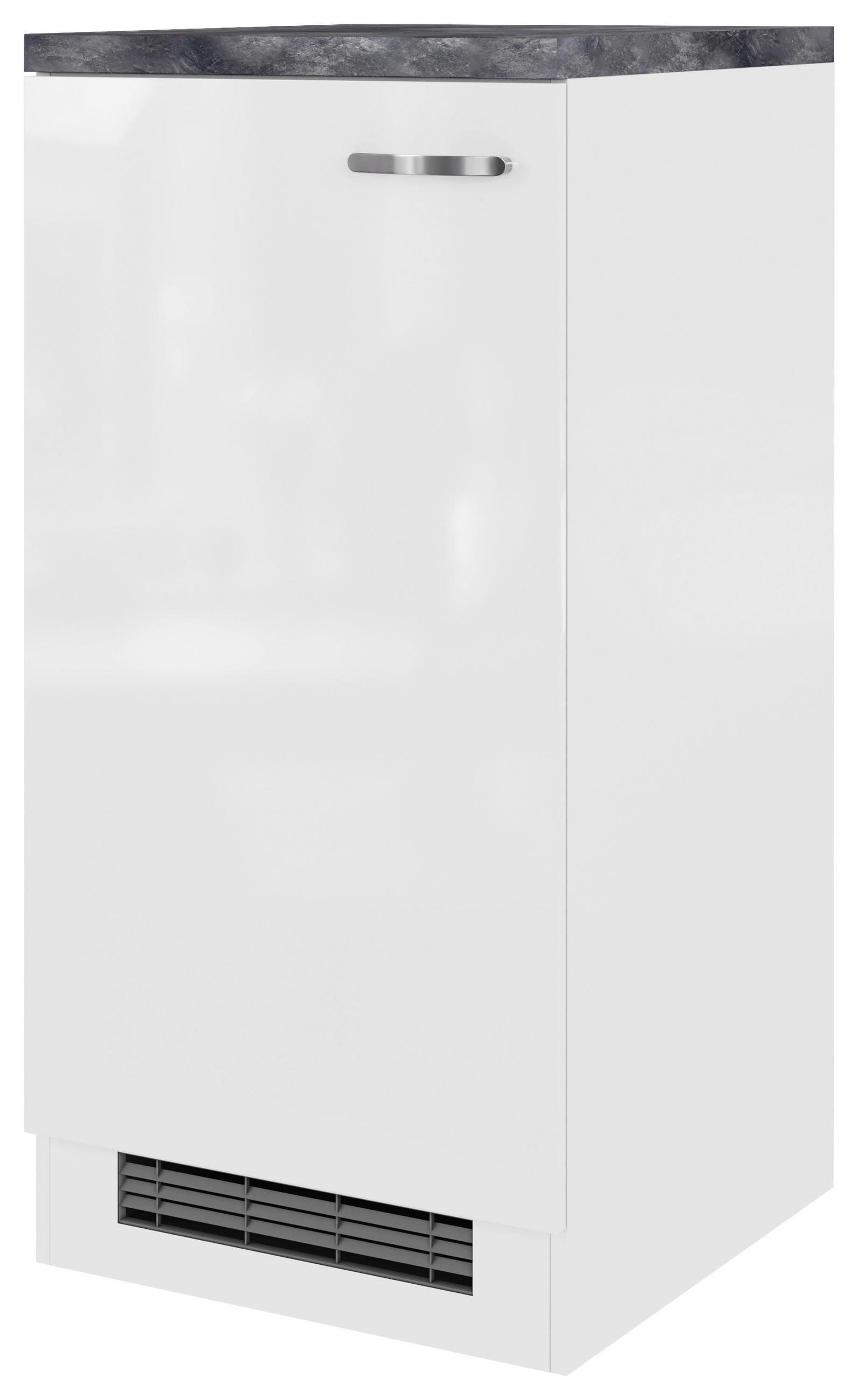 GERÄTEUMBAUSCHRANK 60/127/60 cm in Weiß Hochglanz, Weiß - Schieferfarben/Edelstahlfarben, KONVENTIONELL, Holzwerkstoff/Metall (60/127/60cm) - FlexWell