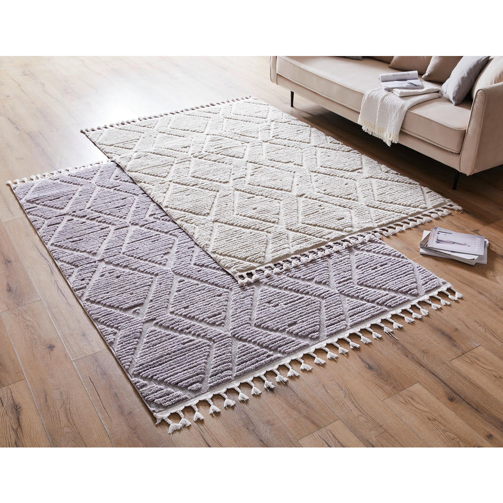 Thumbnail - Novel Webteppich Skagen, Weiß, Textil, Boho, rechteckig, 120x170 cm, Oeko-Tex® Standard 100, für Fußbodenheizung geeigne...