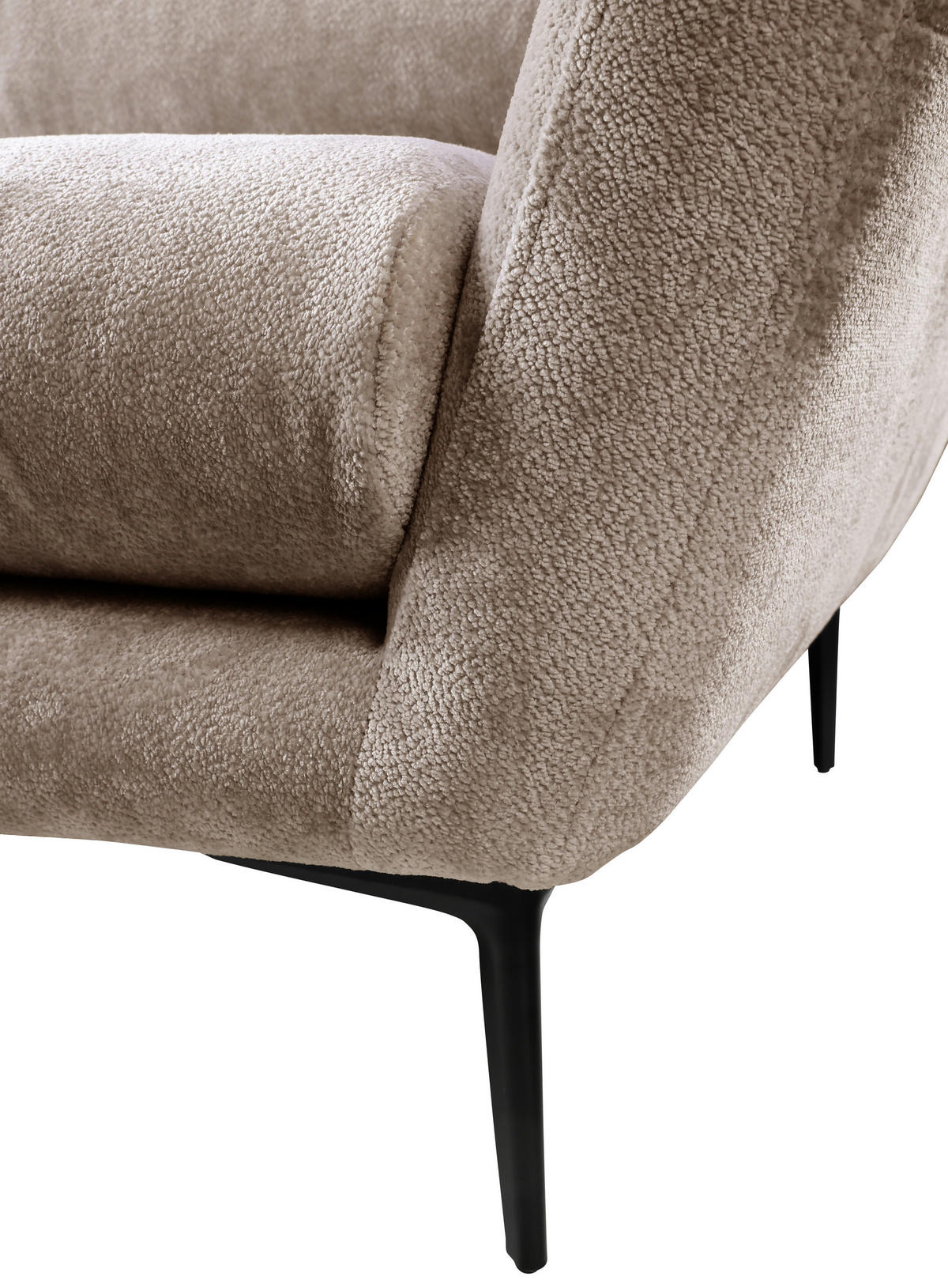 SOFA in Velours Beige  - Beige/Schwarz, Design, Textil/Metall (225/86/95cm) - MID.YOU