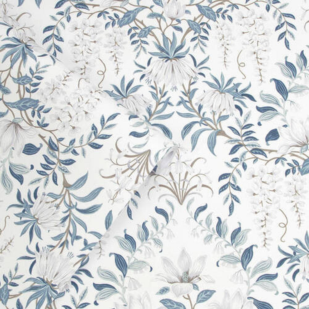 Thumbnail - Xora Vliestapete, Weiß, Pastellblau, Kunststoff, Papier, Blume, 52x1000 cm, Made in Europe, Tapeten & Wandverkleidungen,...