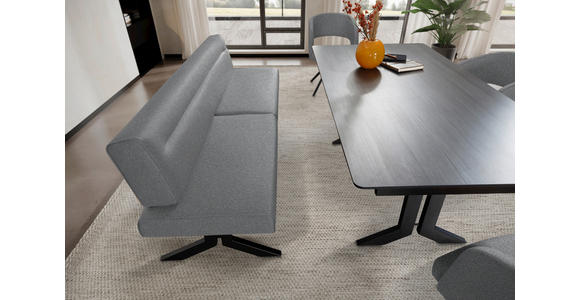 SITZBANK 220/87/70 cm in Hellgrau - Hellgrau/Schwarz, KONVENTIONELL, Textil/Metall (220/87/70cm) - Moderano