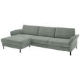 ECKSOFA  in Chenille, Flachgewebe Hellgrau Rücken echt  175/316 cm  - Hellgrau/Schwarz, Design, Textil/Metall (175/316cm) - Dieter Knoll