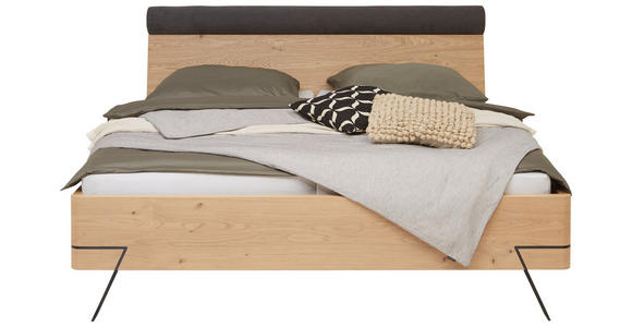 BETT 180/200 cm,  in Anthrazit, Eichefarben,  - Eichefarben/Anthrazit, KONVENTIONELL, Holz/Metall (180/200cm) - Dieter Knoll