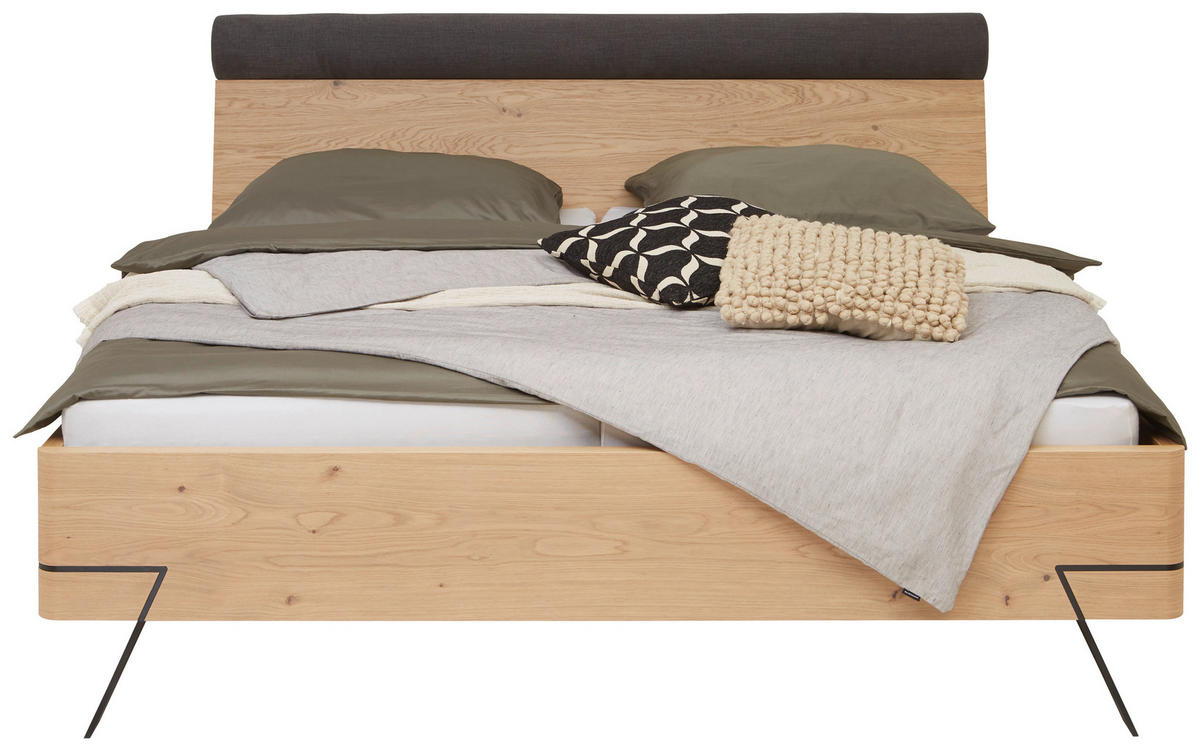 BETT 180/200 cm,  in Anthrazit, Eichefarben,  - Eichefarben/Anthrazit, KONVENTIONELL, Holz/Metall (180/200cm) - Dieter Knoll