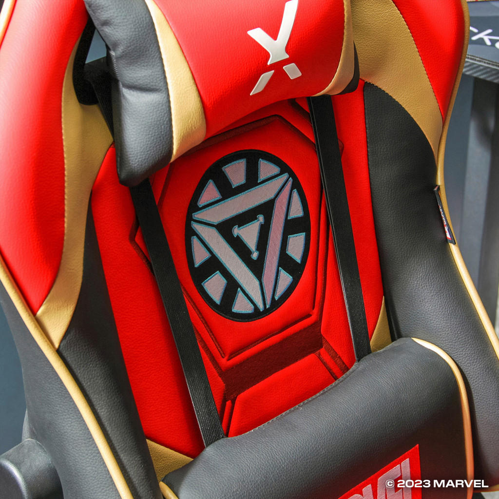 Thumbnail - X Rocker Gamingstuhl Marvel, Rot, Schwarz, Weiß, Gold, Kunststoff, Leder, Stein, Lederlook, 55x113-117x62.5 cm, Nackenki...