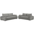 2-SITZER-SOFA Lederlook Hellgrau  - Chromfarben/Hellgrau, KONVENTIONELL, Textil/Metall (212/85/95cm) - Carryhome