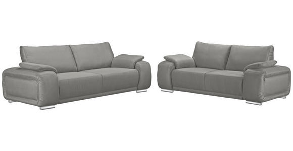 2-SITZER-SOFA Lederlook Hellgrau - Chromfarben/Hellgrau, KONVENTIONELL, Textil/Metall (212/85/95cm) - Carryhome