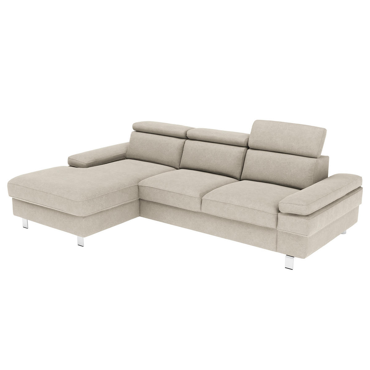 ECKSOFA in Mikrofaser Silberfarben  - Silberfarben, Konventionell, Textil/Metall (259/82/182cm) - Trendmanufaktur