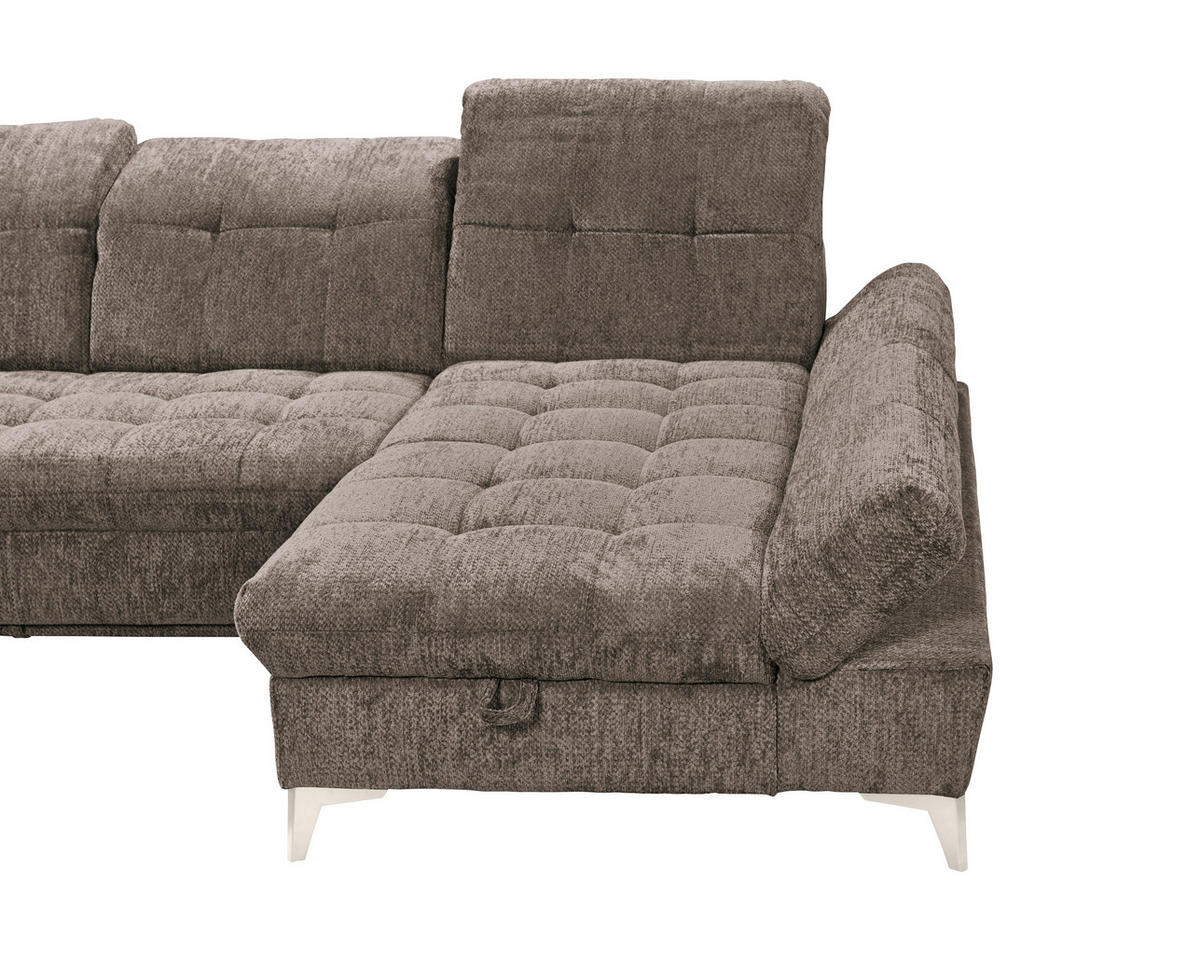 WOHNLANDSCHAFT Mikrovelours Braun  - Kaschmir/Braun, Modern, Kunststoff/Textil (245/348/168cm) - MID.YOU