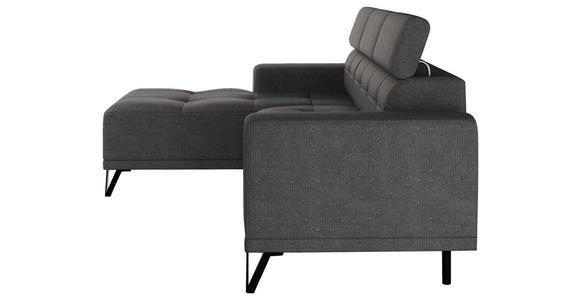 ECKSOFA Anthrazit Chenille - Anthrazit/Schwarz, KONVENTIONELL, Textil/Metall (178/264cm) - Hom`in