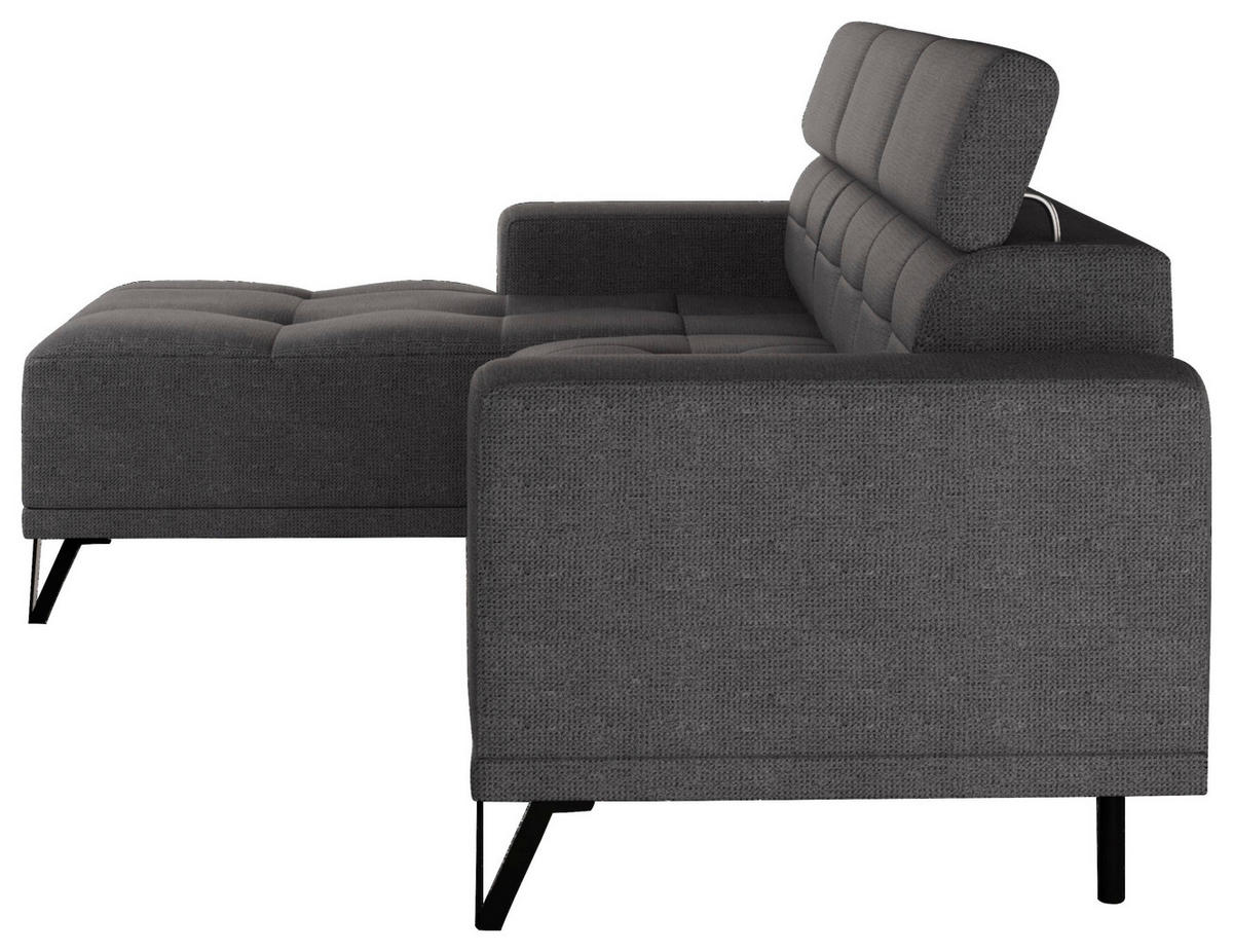 ECKSOFA Anthrazit Chenille  - Anthrazit/Schwarz, KONVENTIONELL, Textil/Metall (178/264cm) - Hom`in