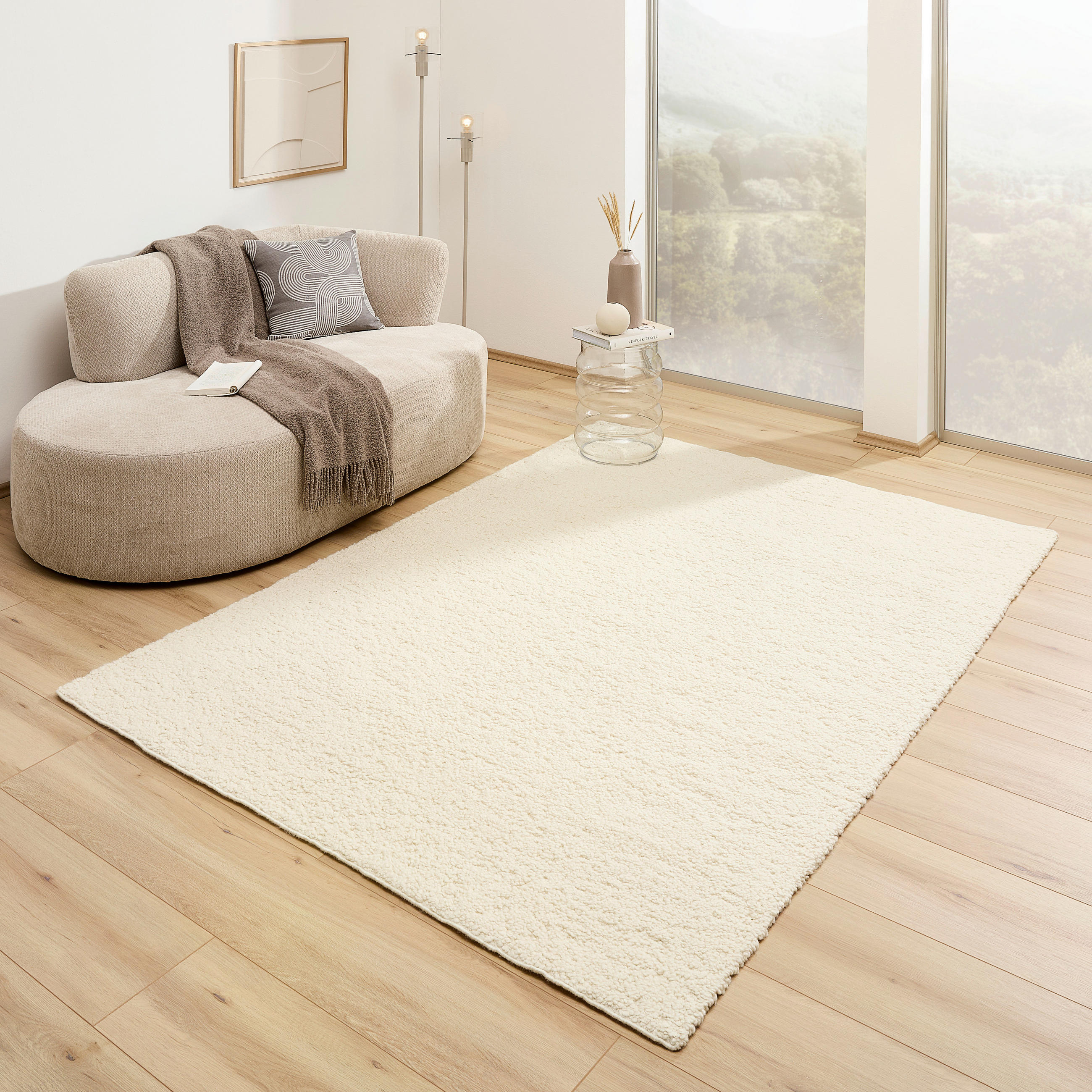 HANDWEBTEPPICH 130/190 cm Weiß  - Weiß, Natur, Textil (130/190cm) - Linea Natura