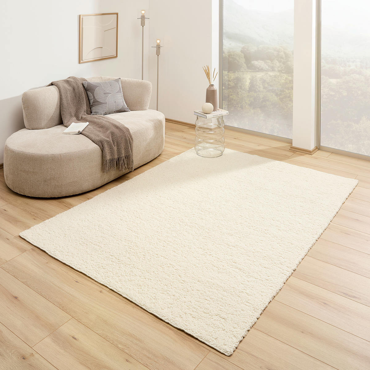 HANDWEBTEPPICH 70/130 cm Weiß  - Weiß, Natur, Textil (70/130cm) - Linea Natura