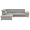 ECKSOFA Grau Mikrofaser  - Chromfarben/Grau, KONVENTIONELL, Textil/Metall (209/256cm) - Livetastic