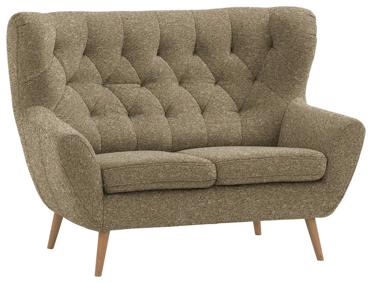 2-SITZER-SOFA in Flachgewebe Olivgrün  - Eichefarben/Beige, Design, Holz/Holzwerkstoff (138/104/92cm) - Stylife