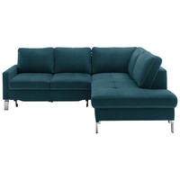 ECKSOFA in Mikrofaser Petrol  - Chromfarben/Beige, Design, Textil/Metall (229/200cm) - Pure Home Lifestyle