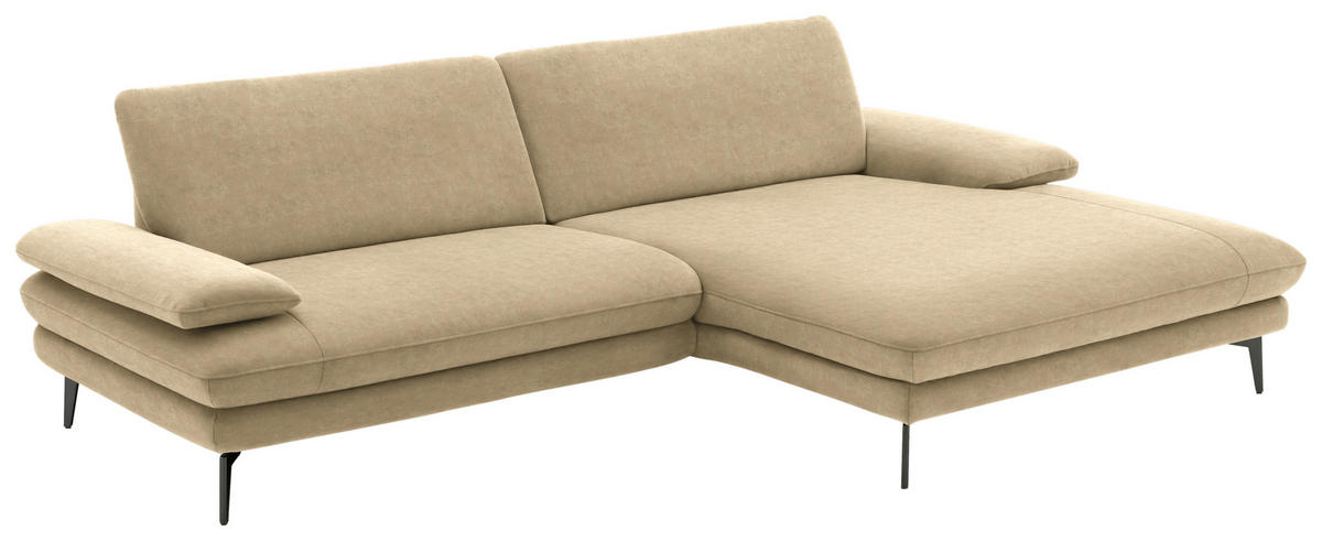 ECKSOFA in Velours Cappuccino  - Schwarz/Cappuccino, Design, Textil/Metall (284/184cm) - Dieter Knoll