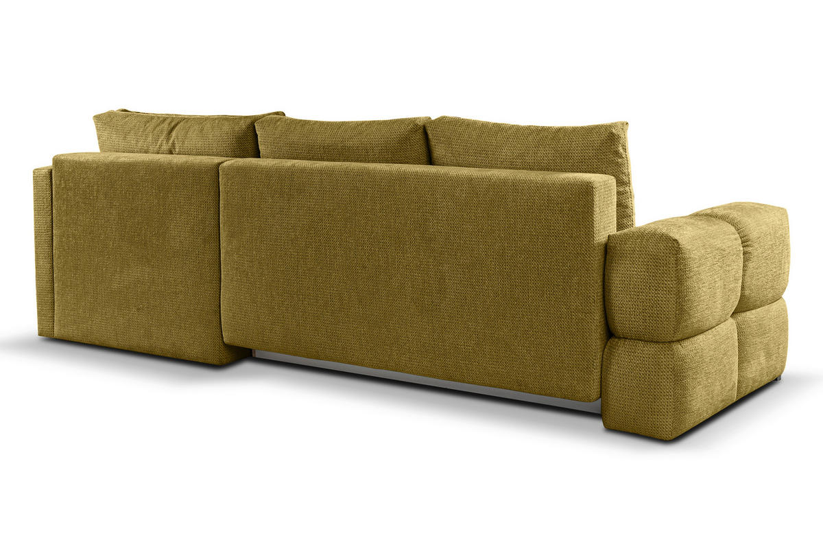 ECKSOFA in Chenille Senfgelb  - Senfgelb/Schwarz, Design, Textil/Metall (267/185cm) - Stylife
