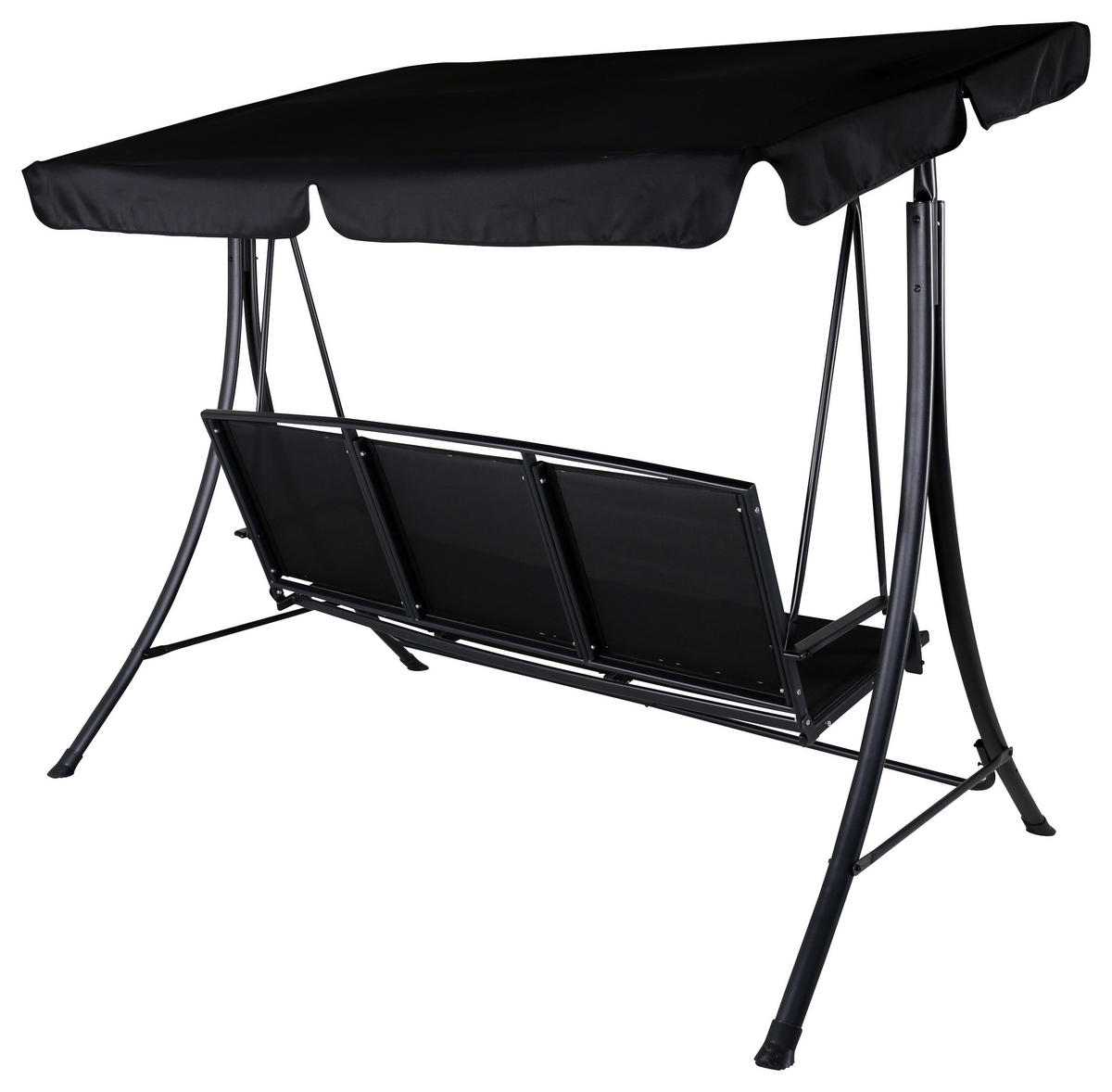 HOLLYWOODSCHAUKEL 203/160/122 cm  - Schwarz, KONVENTIONELL, Textil/Metall (203/160/122cm) - Gardenson