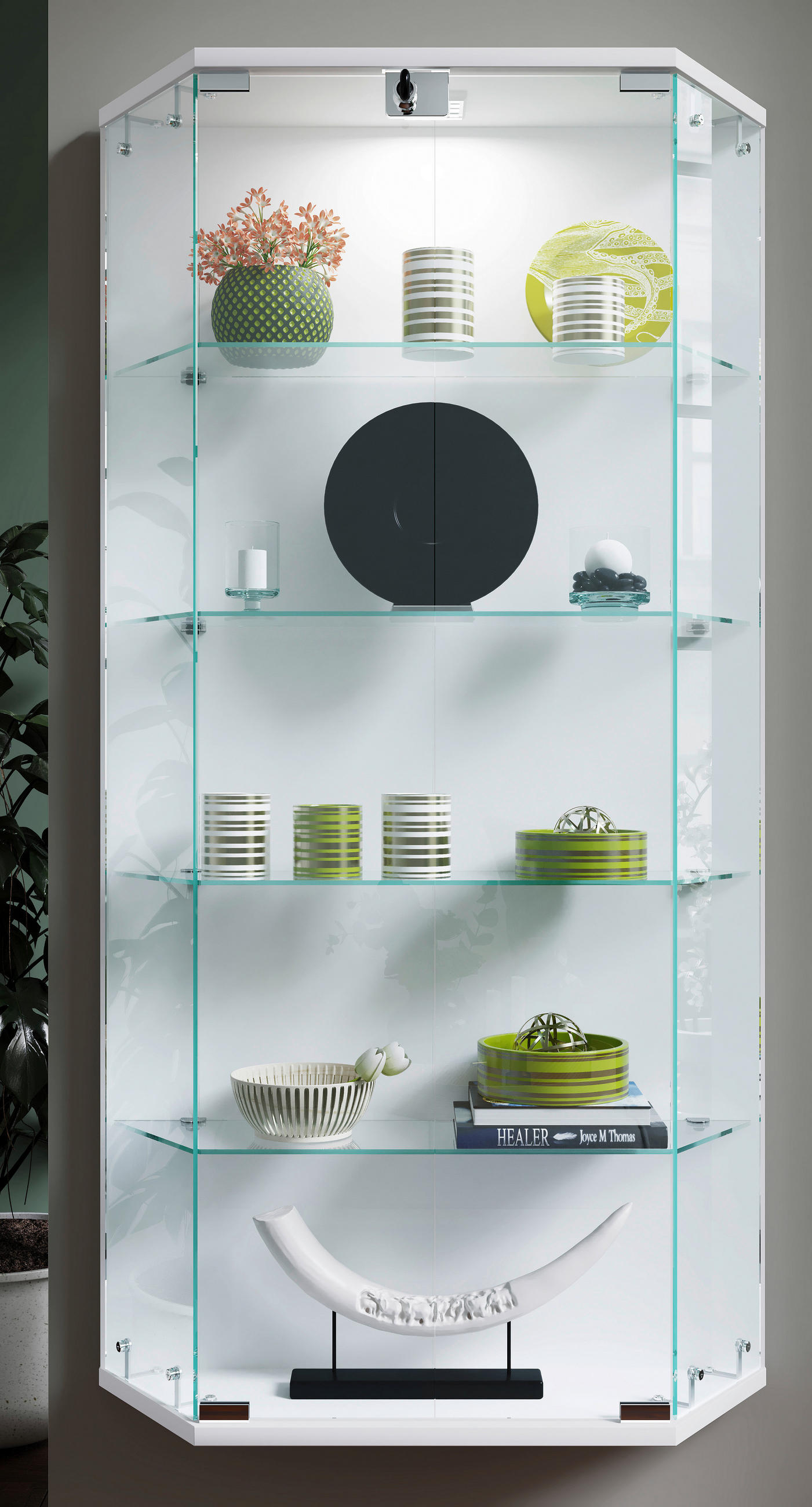 VITRINSKÅP  i vit  - vit/transparent, Design, trämaterial/glas (83/114/17cm) - MID.YOU