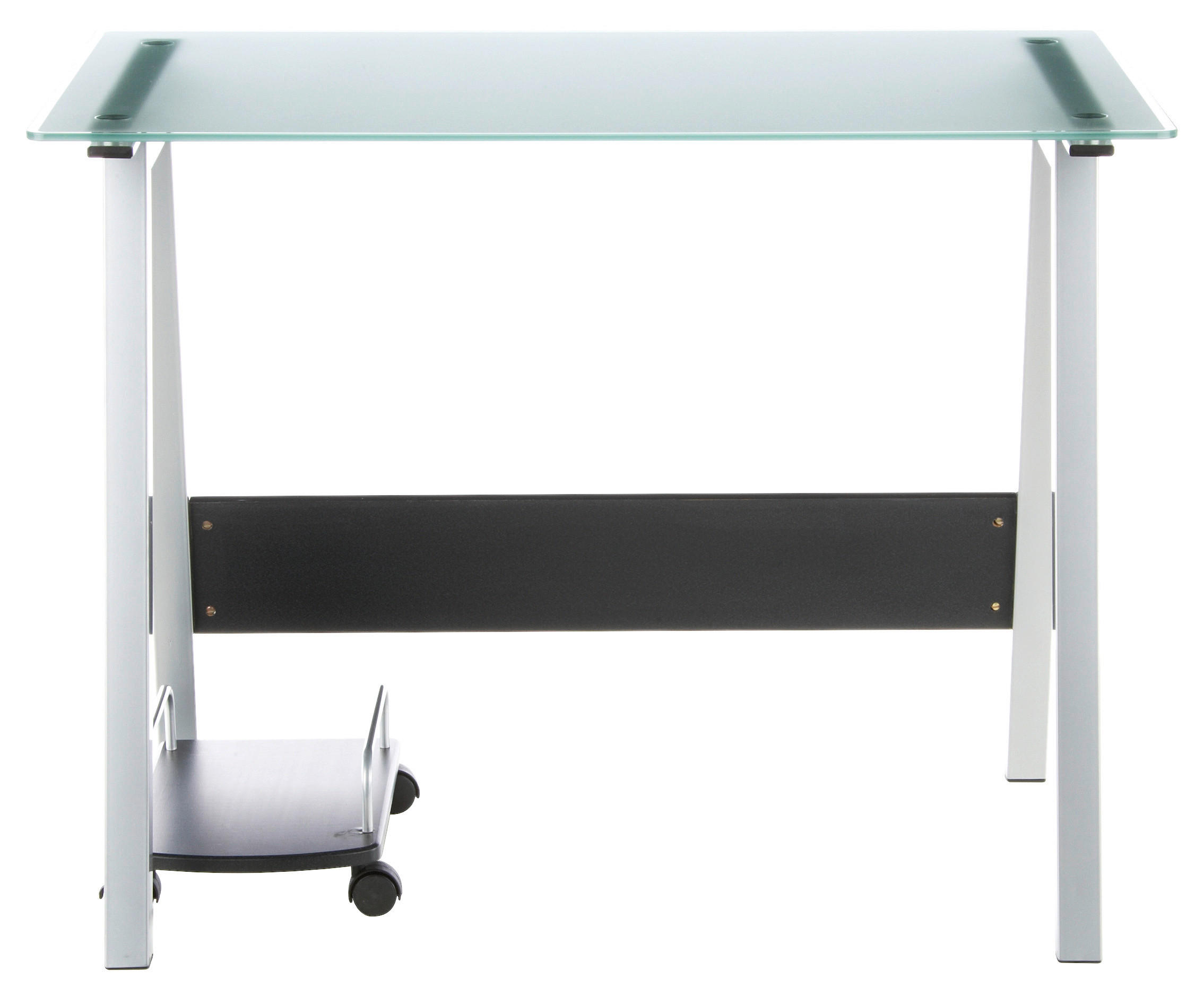 SKRIVBORD 100/70/76 cm  i svart, silver, pastellgrön  - silver/svart, Modern, metall/glas (100/70/76cm) - MID.YOU