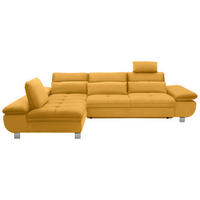 ECKSOFA Gelb Webstoff  - Chromfarben/Gelb, Design, Textil/Metall (203/310cm) - Xora