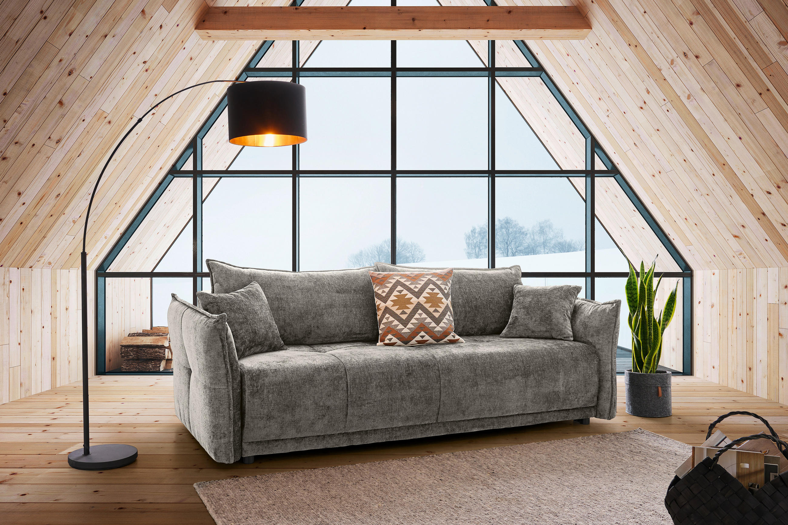 BOXSPRINGSOFA in Chenille Beige  - Beige/Schwarz, MODERN, Kunststoff/Textil (235/95/108cm) - Hom`in