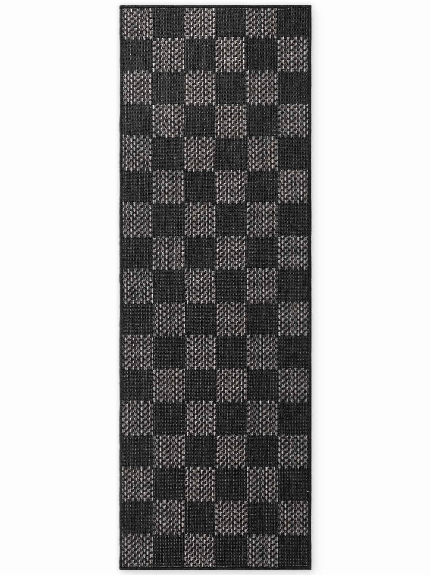 FLACHWEBETEPPICH 80/200 cm Haringey Schwarz, Weiß rechteckig  - Schwarz/Weiß, Design, Kunststoff (80/200cm)