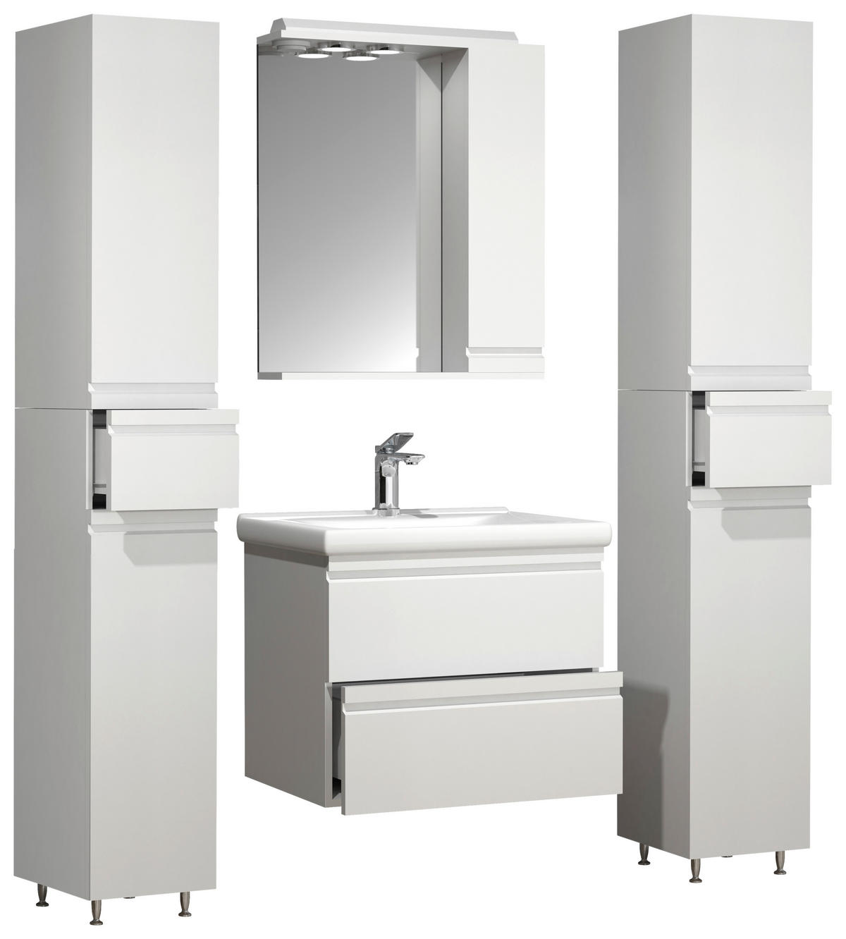 BADEZIMMER 5-teilig  in 120 cm  - Weiß, MODERN, Glas/Keramik (120cm) - MID.YOU