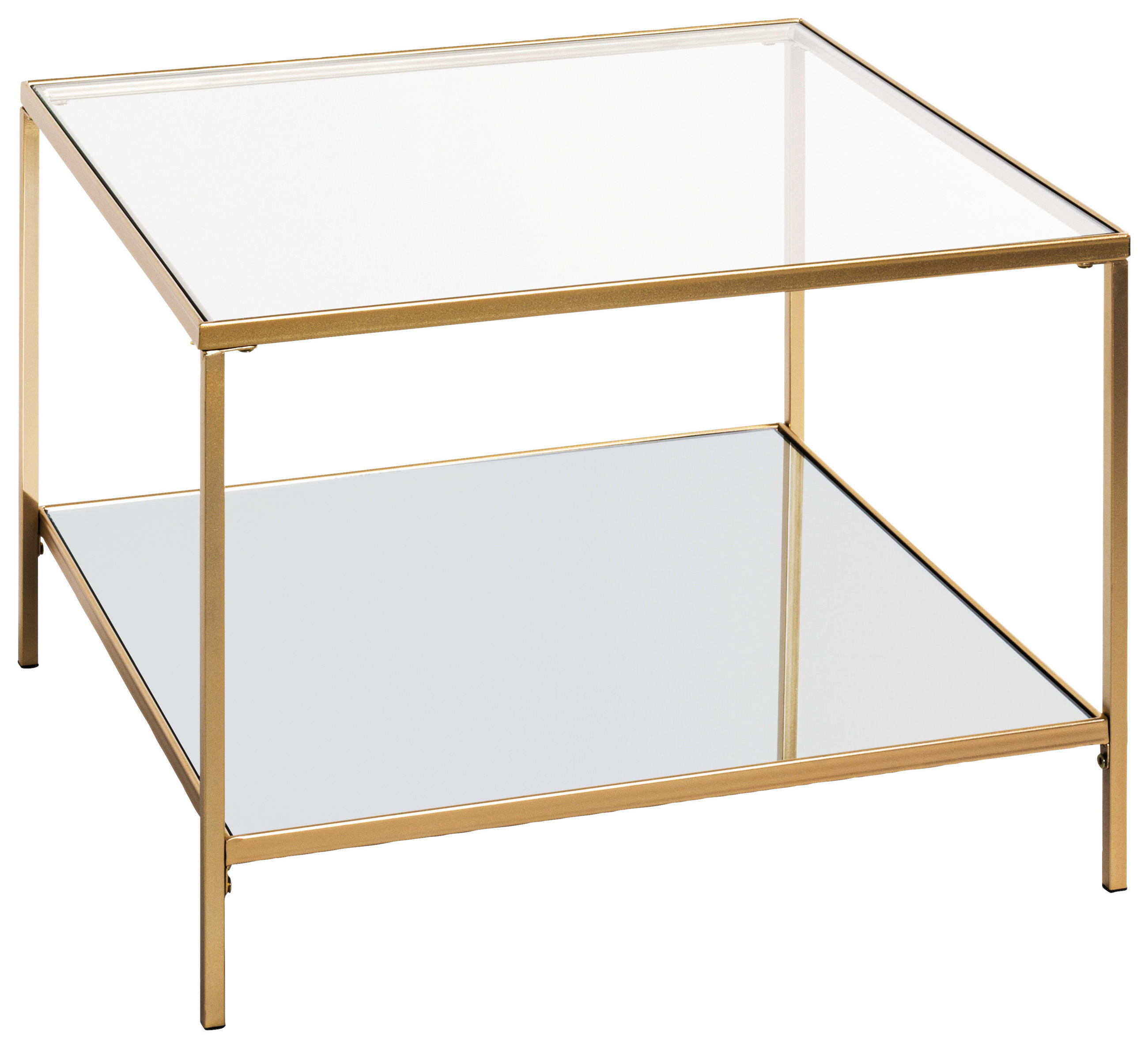 COUCHTISCH in Metall, Glas 60/60/45 cm  - Klar/Goldfarben, MODERN, Glas/Metall (60/60/45cm)