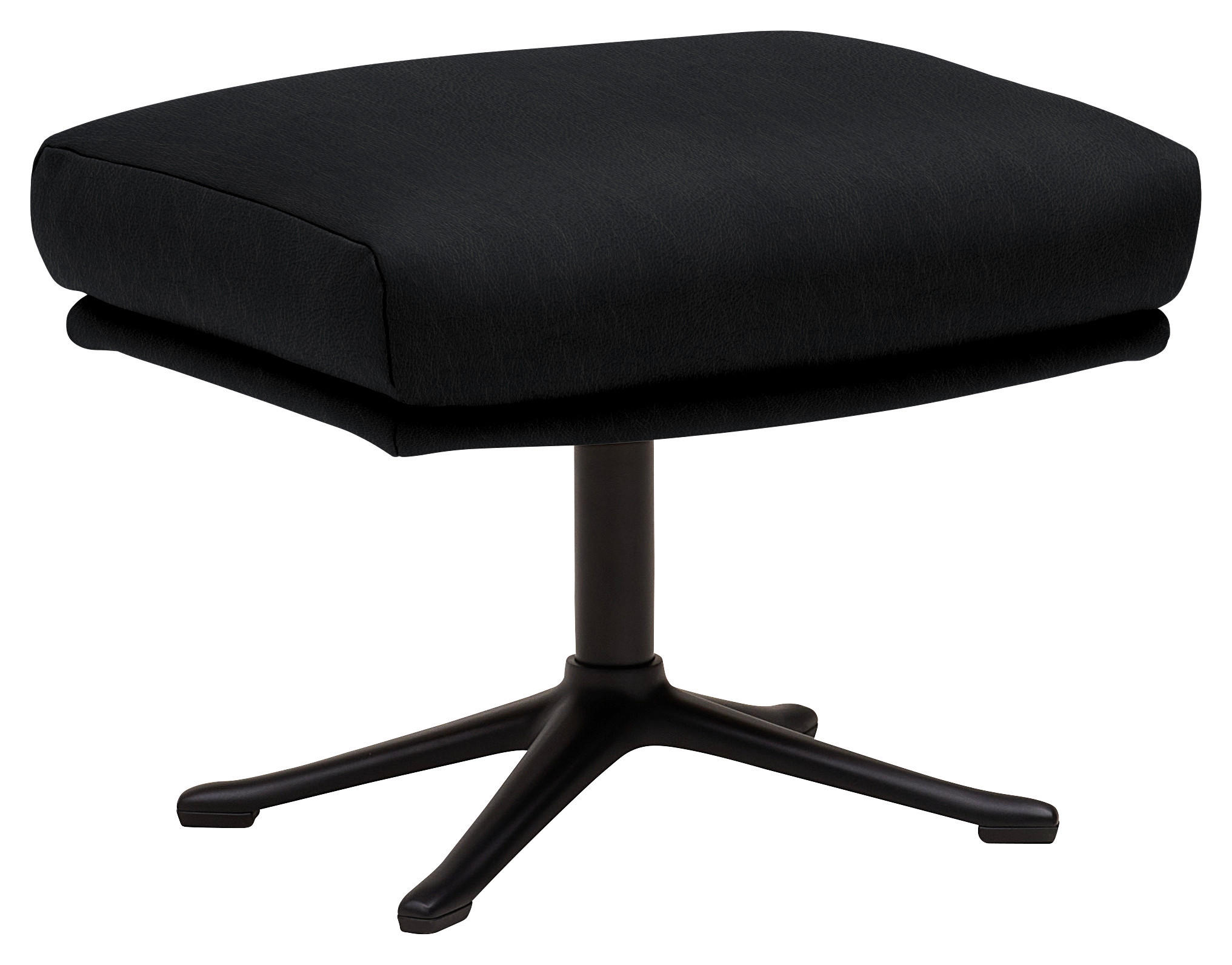 HOCKER in Leder Schwarz  - Schwarz, Design, Leder/Metall (54/41/41cm) - home24