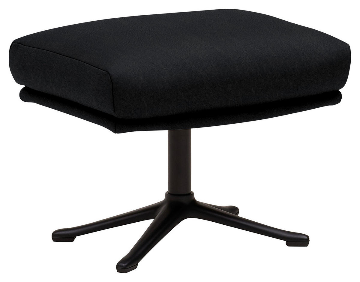 HOCKER in Leder Schwarz  - Schwarz, Design, Leder/Metall (54/41/41cm) - home24