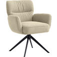 ARMLEHNSTUHL  , Stoffauswahl, Sitzfläche 360° drehbar, automatische Rückholfunktion  , Leinenoptik  ,  - Beige/Schwarz, Design, Textil/Metall (67/86/68cm) - Novel