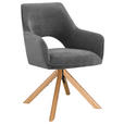 ARMLEHNSTUHL  Sitzfläche 360° drehbar, inklusive Armlehnen Cord  - Eichefarben/Dunkelgrau, Design, Holz/Textil (60/85/63cm) - Hom`in