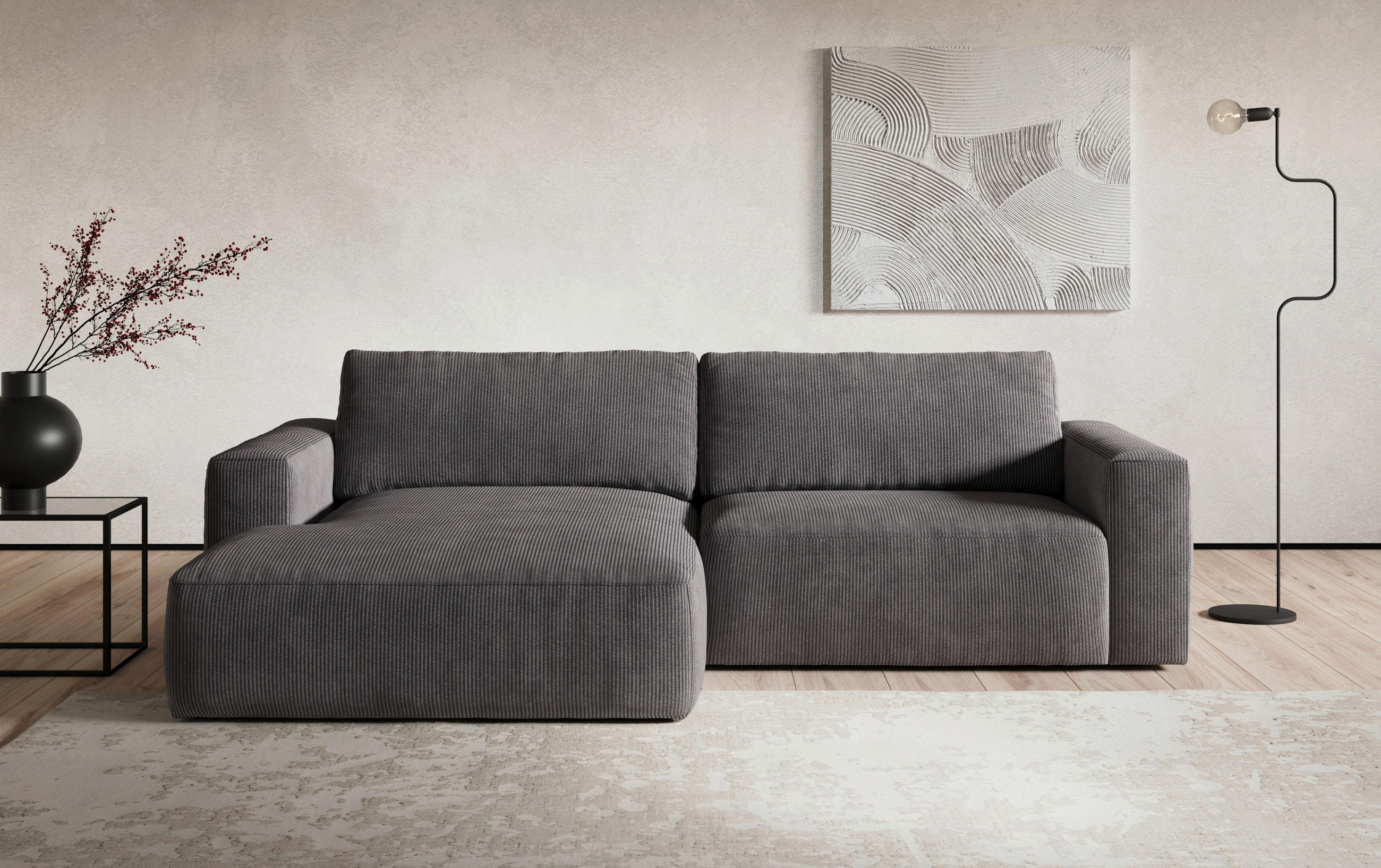 ECKSOFA in Mikrofaser Anthrazit  175/283 cm  - Anthrazit/Schwarz, MODERN, Kunststoff/Textil (175/283cm) - MID.YOU