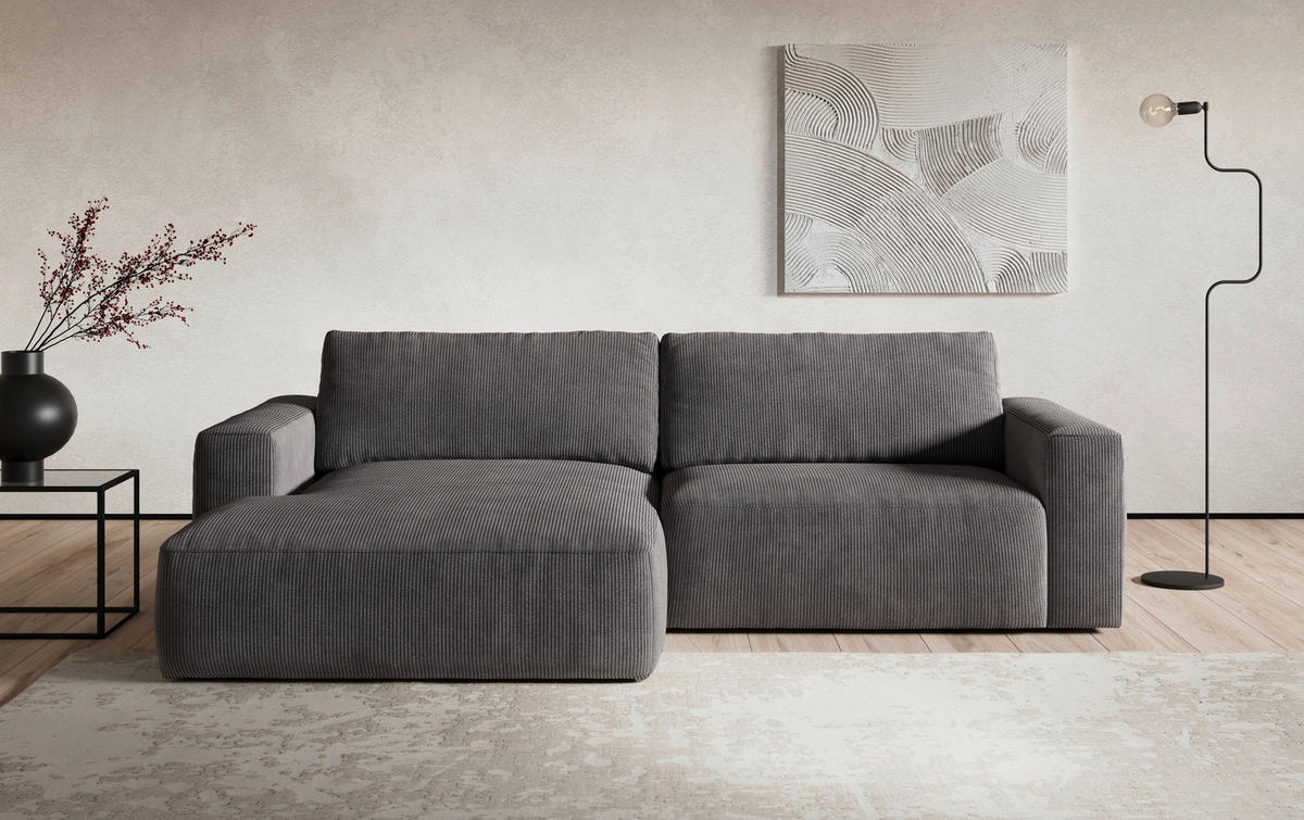 ECKSOFA Anthrazit Mikrofaser  - Anthrazit/Schwarz, MODERN, Kunststoff/Textil (175/283cm) - MID.YOU