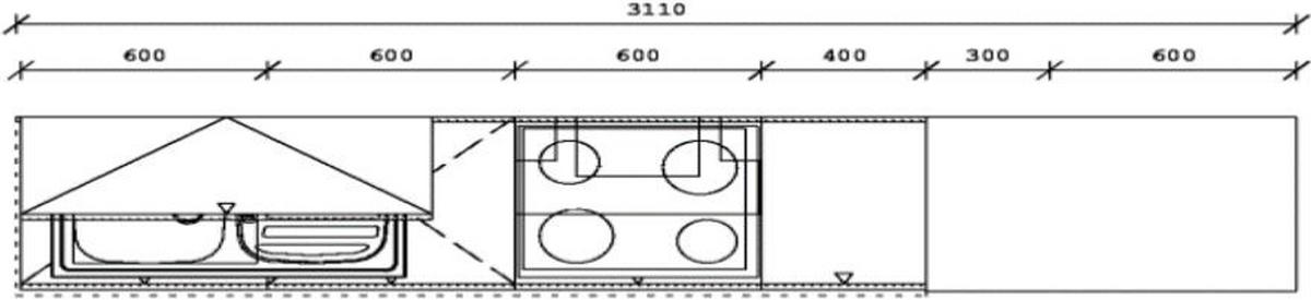 KÜCHENBLOCK 331 cm   in Graphitfarben, Tannenholzfarben  - Tannenholzfarben/Schwarz, KONVENTIONELL, Holzwerkstoff/Metall (331cm) - Xora