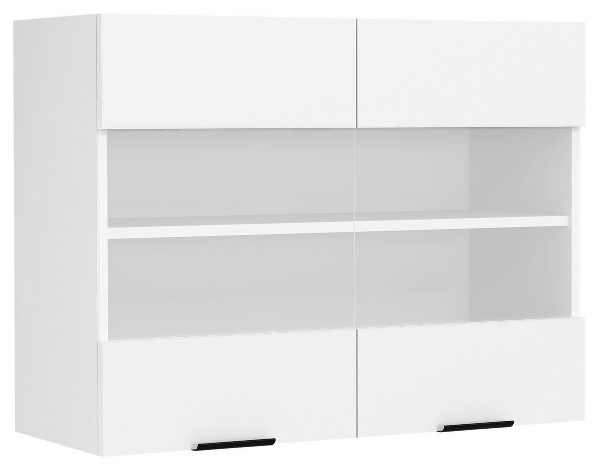 KÜCHENOBERSCHRANK 80/60/31 cm  in Weiß  - Schwarz/Weiß, Trend, Glas/Holzwerkstoff (80/60/31cm) - MID.YOU