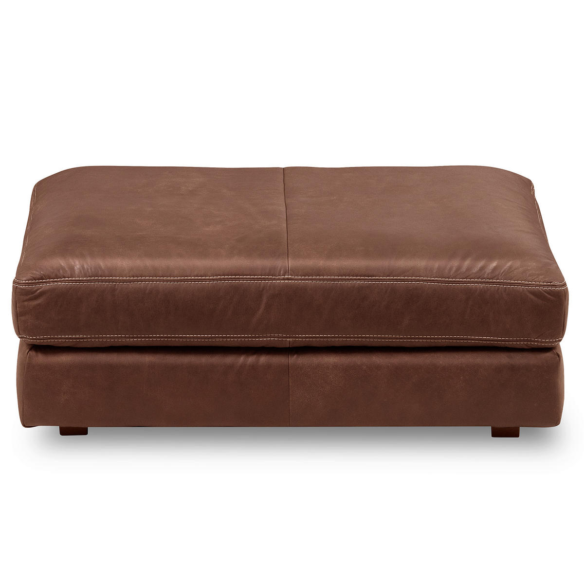 HOCKER in Leder Braun  - Beige/Schwarz, Design, Leder/Kunststoff (123/45/93cm) - Livetastic