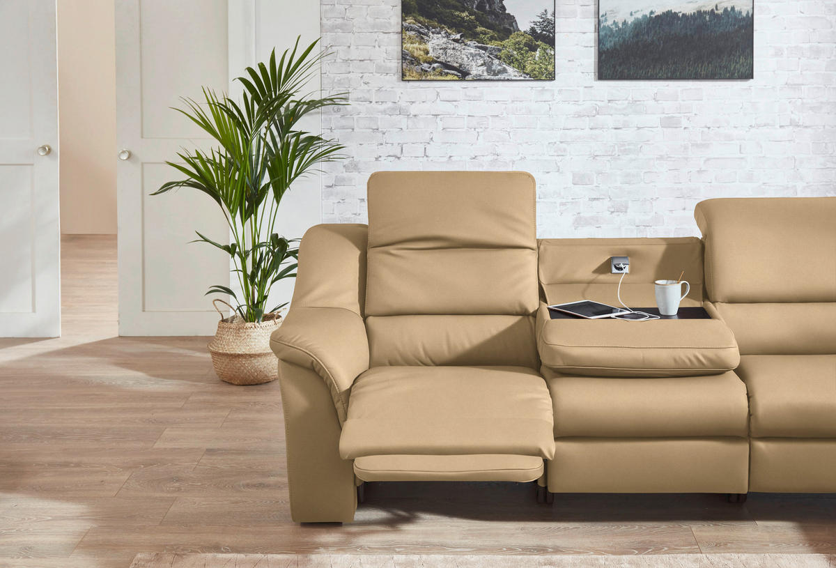 ECKSOFA  in Echtleder Beige  324/260 cm  - Chromfarben/Beige, KONVENTIONELL, Leder/Kunststoff (324/260cm) - Cantus