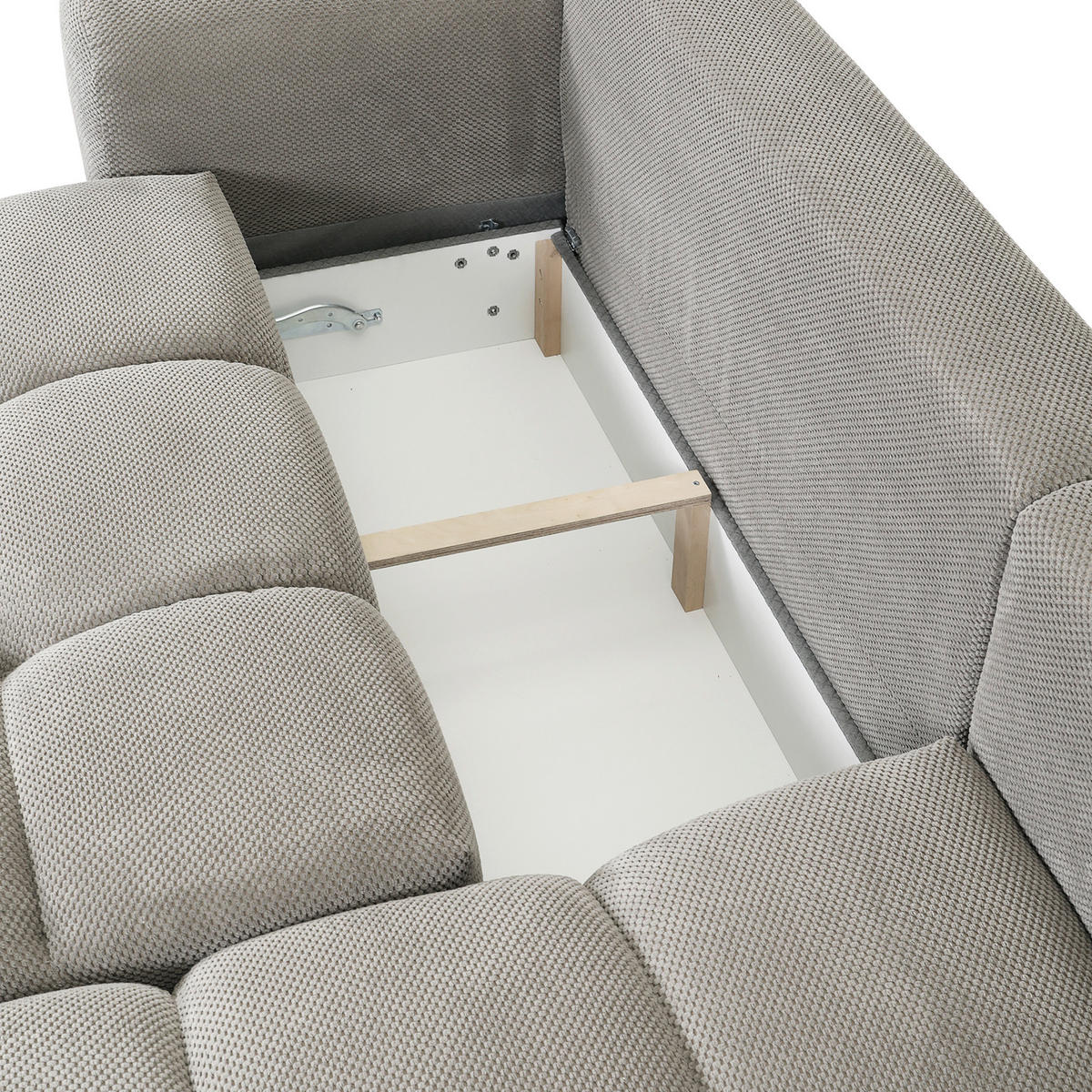 ECKSOFA Greige Flachgewebe  - Greige/Schwarz, KONVENTIONELL, Kunststoff/Textil (274/174cm) - Carryhome