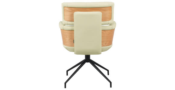 ARMLEHNSTUHL  Sitzfläche 360° drehbar, automatische Rückholfunktion  Echtleder  Schwarz, Eichefarben, Beige  - Eichefarben/Beige, Design, Leder/Holz (62/92/66cm) - Dieter Knoll