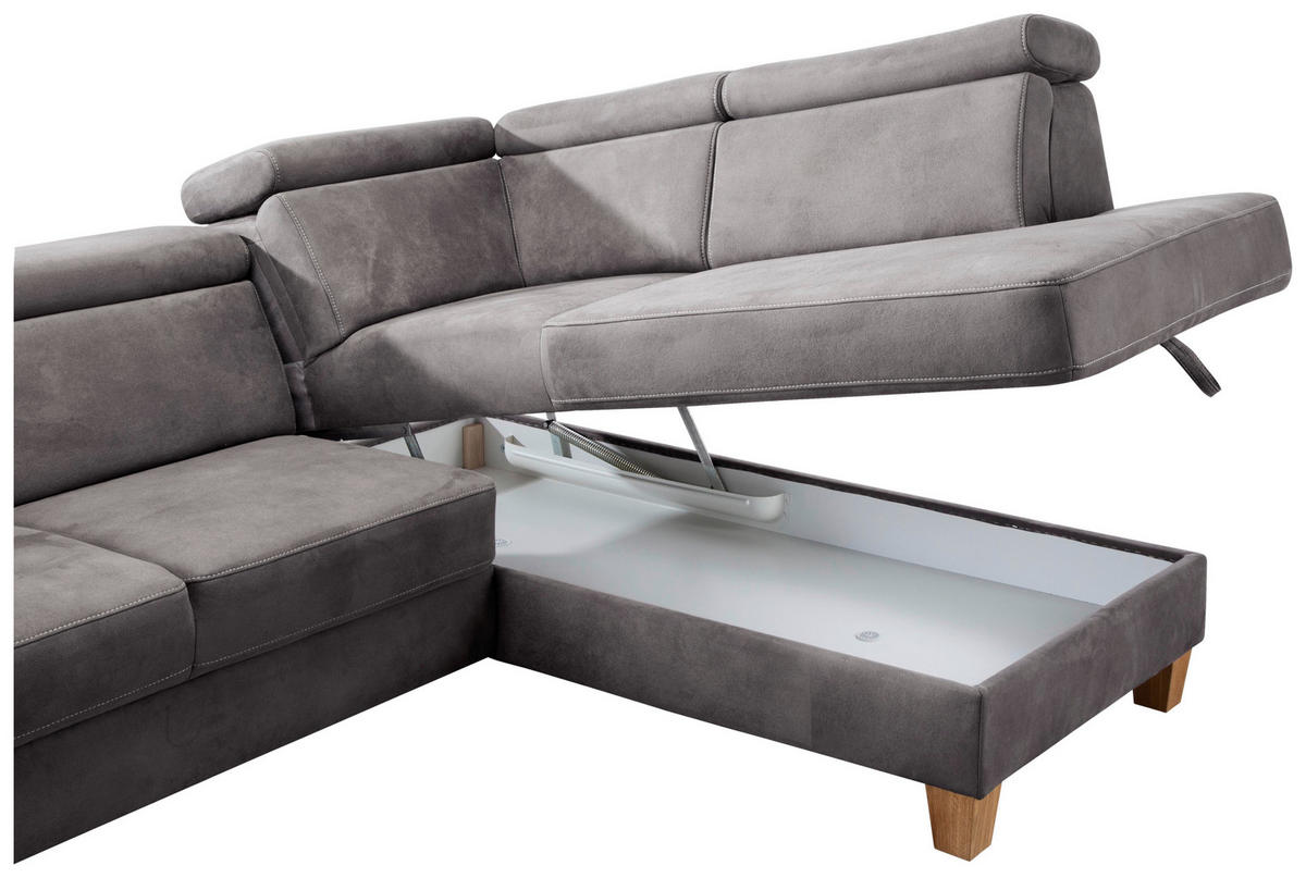 ECKSOFA in Mikrofaser Anthrazit  - Eichefarben/Anthrazit, Konventionell, Holz/Textil (245/194cm) - Sit & More