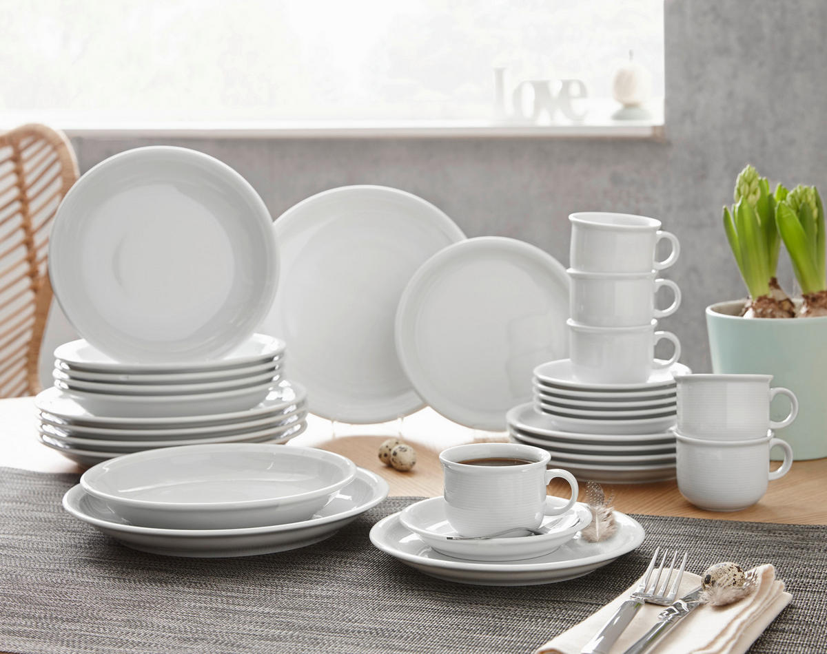 TAFELSERVICE Weiß Trend weiß 12-teilig  - Weiß, Basics, Keramik (31,6/28,2/31,6cm) - Thomas