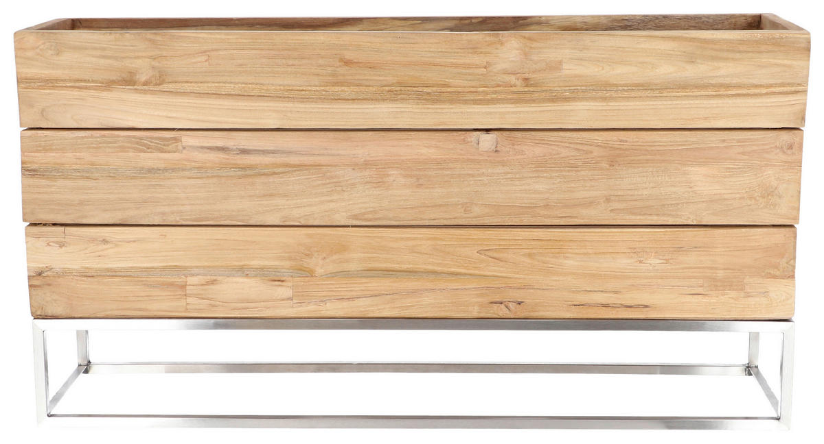 HOCHBEET Mini garden  - Edelstahlfarben/Teakfarben, MODERN, Holz/Metall (100/53/25cm) - Jan Kurtz