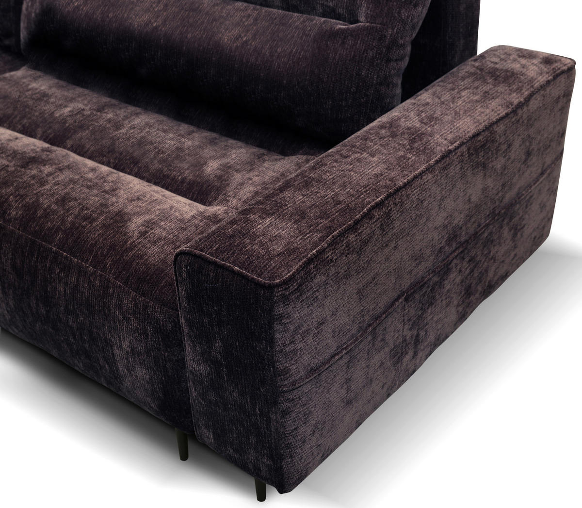 ECKSOFA PABLO Brombeere Struktur Rückenkissen, Bettkasten  - Brombeere/Schwarz, Design, Holz/Textil (260/160cm) - MID.YOU